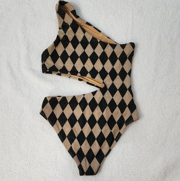 New!Beach Riot Celine One Piece Harlequin Diamond Pattern - Picture 7 of 13